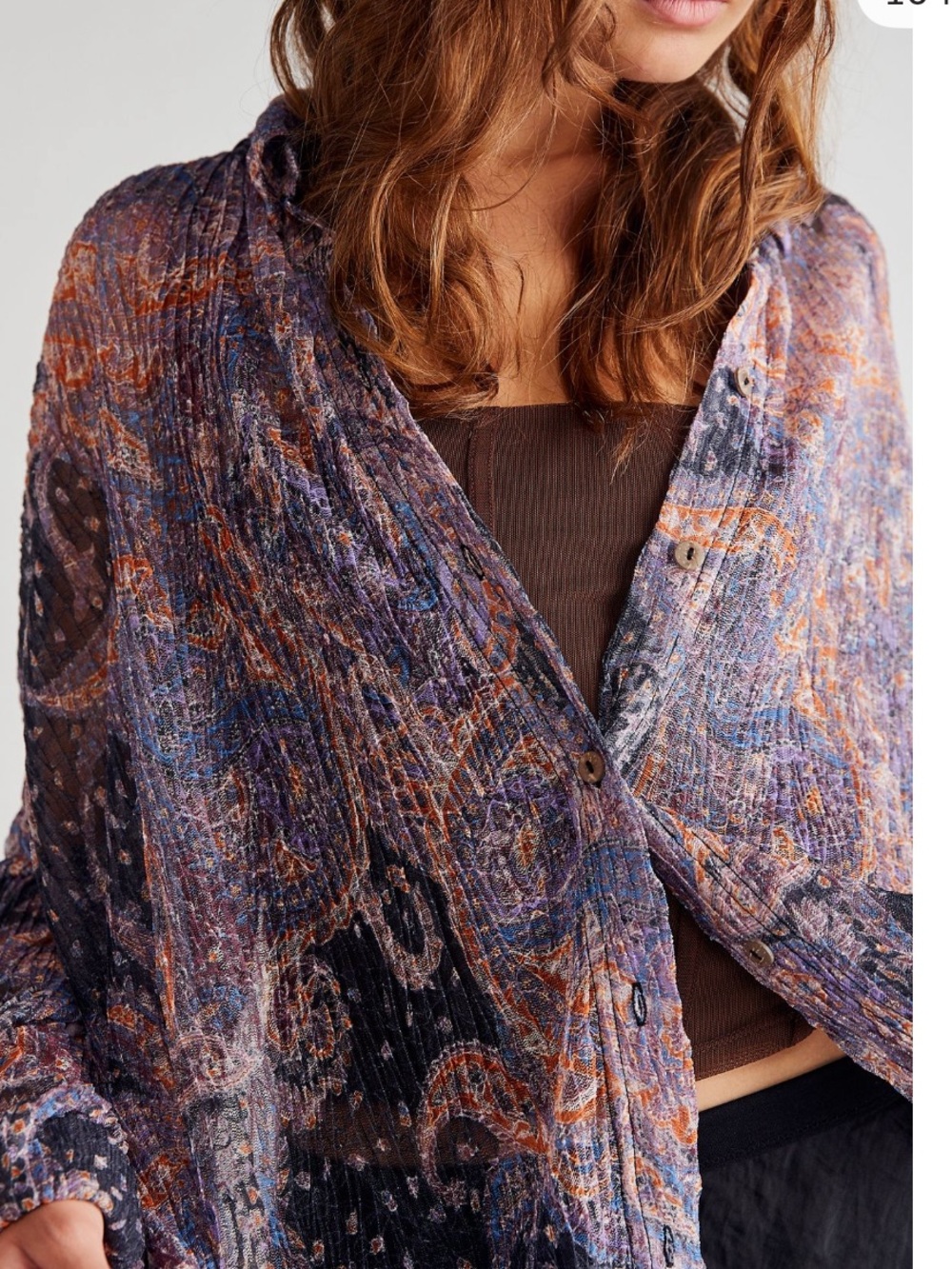 Free People Multicolor Button-up Tunic Blouse